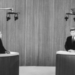 Richard Nixon and John Kennedy in the first televised presidential debate.